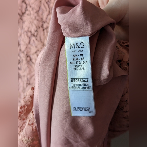 Antique Rose Lace Dress M&S Size 18 - Picture 9 of 10